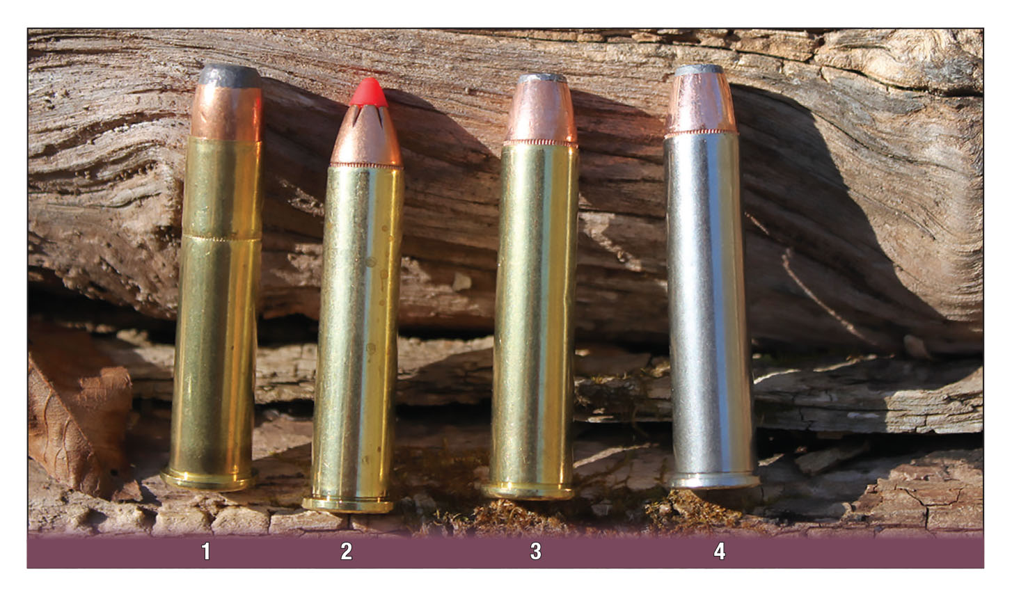 The four types of ammunition tested were: (1) Remington 405 grain, (2) Hornady LEVERevolution 325 grain, (3) Federal 300 grain and (4) Federal Premium Hammer Down 300 grain.